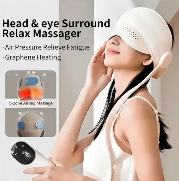 Primal NeuroFlow air compression head and eye massager with graphene heat designed for scalp tension relief and recovery support